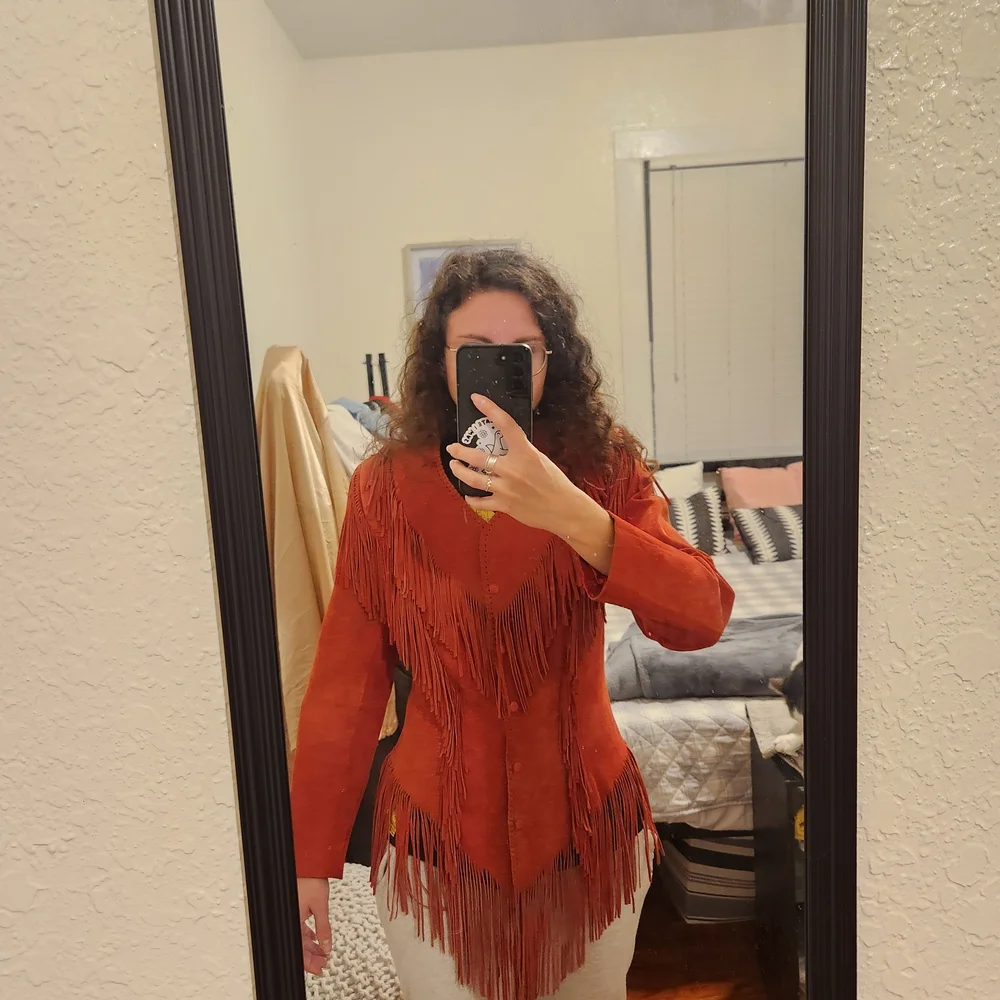 Echo Mountain by Arturo Suede Fringe Jacket - Rust - Made In Mexico - Vintage - Picture 10 of 12